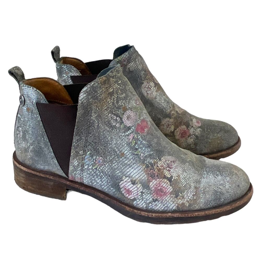 Sofft Chelsea Boots Floral Sz 7.5 Leather Women’s Bergamot Ankle Bootie Gray